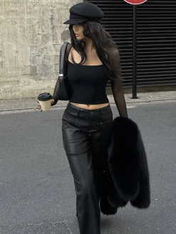 Square Neck Panel Crop Blouse