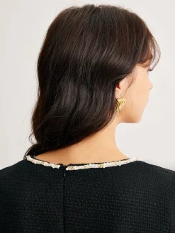 Square Neck Pearl Beaded Dress