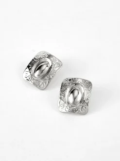 Square Texture Stud Earrings