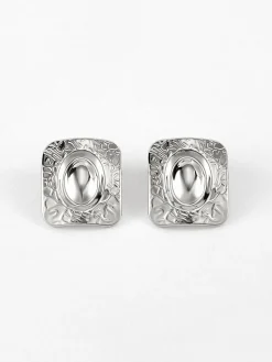 Square Texture Stud Earrings