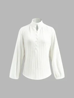 Stand Collar Bishop Sleeve Pants Set