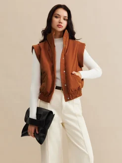 Stand Collar Button Warm Vest