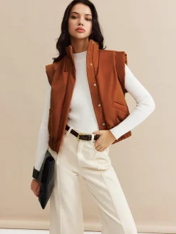 Stand Collar Button Warm Vest