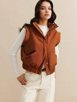 Stand Collar Button Warm Vest