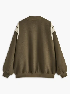 Stand Collar Contrast Trim Pockets Jacket