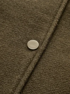 Stand Collar Contrast Trim Pockets Jacket