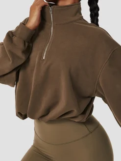 Stand Collar Drawstring & Zipper Sweatshirt