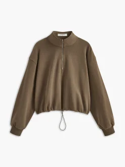 Stand Collar Drawstring & Zipper Sweatshirt
