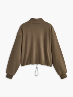 Stand Collar Drawstring & Zipper Sweatshirt