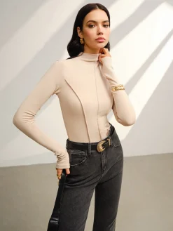 Stand Collar Piping Warm Top
