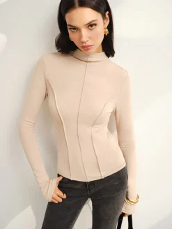 Stand Collar Piping Warm Top