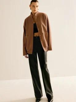 Stand Collar Plain Button Jacket