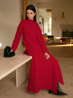 Stand Collar Plain Shift Sweater