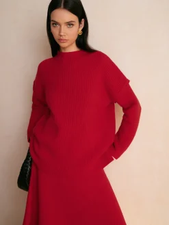 Stand Collar Plain Shift Sweater