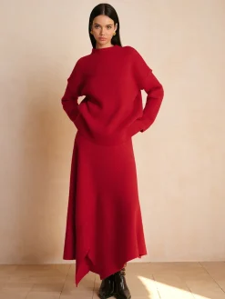 Stand Collar Plain Shift Sweater