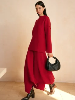Stand Collar Plain Shift Sweater