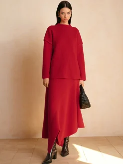 Stand Collar Plain Shift Sweater