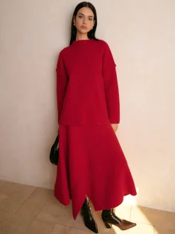 Stand Collar Plain Shift Sweater