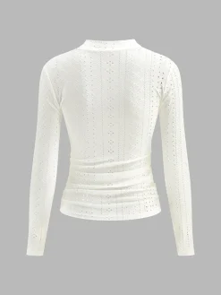 Stand Collar Side-Pleated Skinny Top