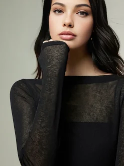 Straight Neck Slim Jersey Top