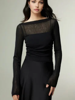 Straight Neck Slim Jersey Top