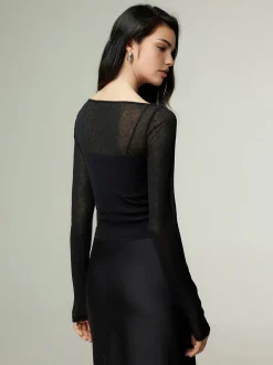 Straight Neck Slim Jersey Top