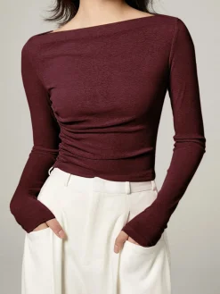 Straight Neck Slim Jersey Top