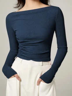 Straight Neck Slim Jersey Top