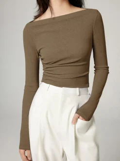 Straight Neck Slim Jersey Top