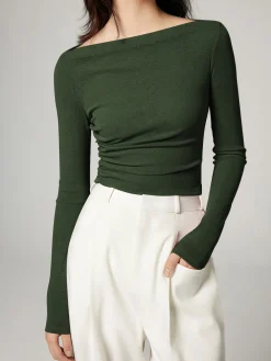Straight Neck Slim Jersey Top
