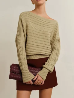 Straight Neck Twist Sweater