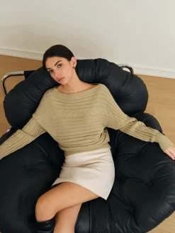 Straight Neck Twist Sweater