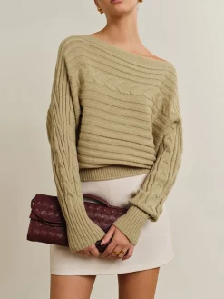 Straight Neck Twist Sweater