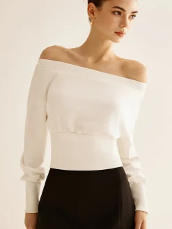 Straight Shoulder Cinched Sweatshirt