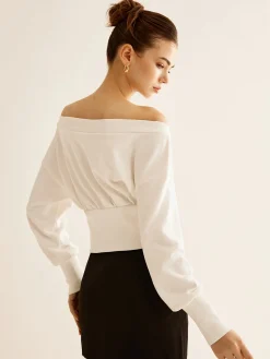 Straight Shoulder Cinched Sweatshirt