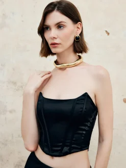 Strapless Knotted Back Corset Top