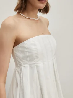 Strapless Pleated Short Dress