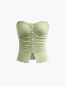 Strapless Split Pearl Sweater Vest