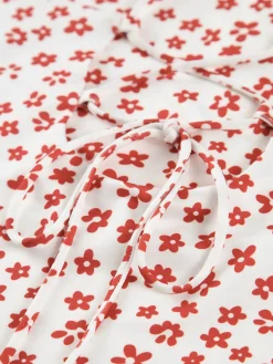 Strappy Floral Print Crisscross Flowy Long Sundress