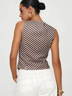Stripe Knotted V-Neck Tank Top