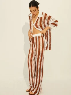Stripe Polo Knit Pants Set