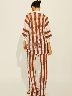 Stripe Polo Knit Pants Set