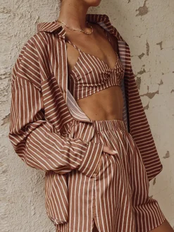 Stripe Three Piece Shorts Set