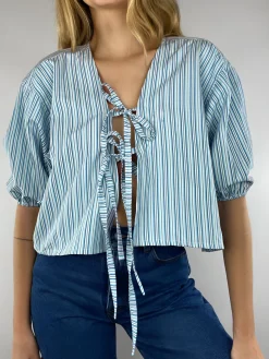 Stripe Tie Neck Blouse