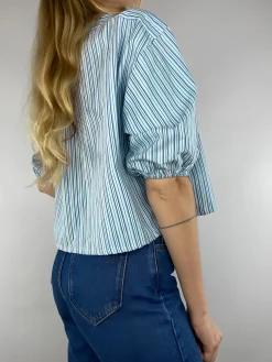 Stripe Tie Neck Blouse