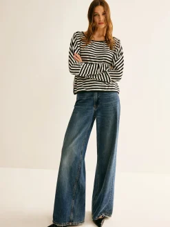 Striped Backless Knotted T-Shirt