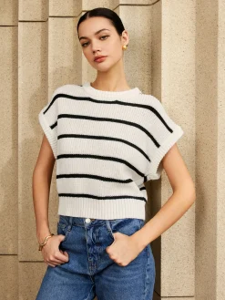 Striped Cap Sleeve Sweater
