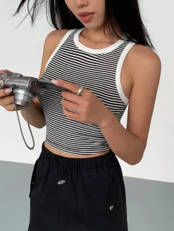 Striped Crew Neck Tank Top