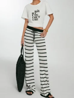 Striped Drawstring Knit Pants