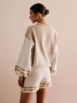 Striped Drawstring Sweater Co-ords